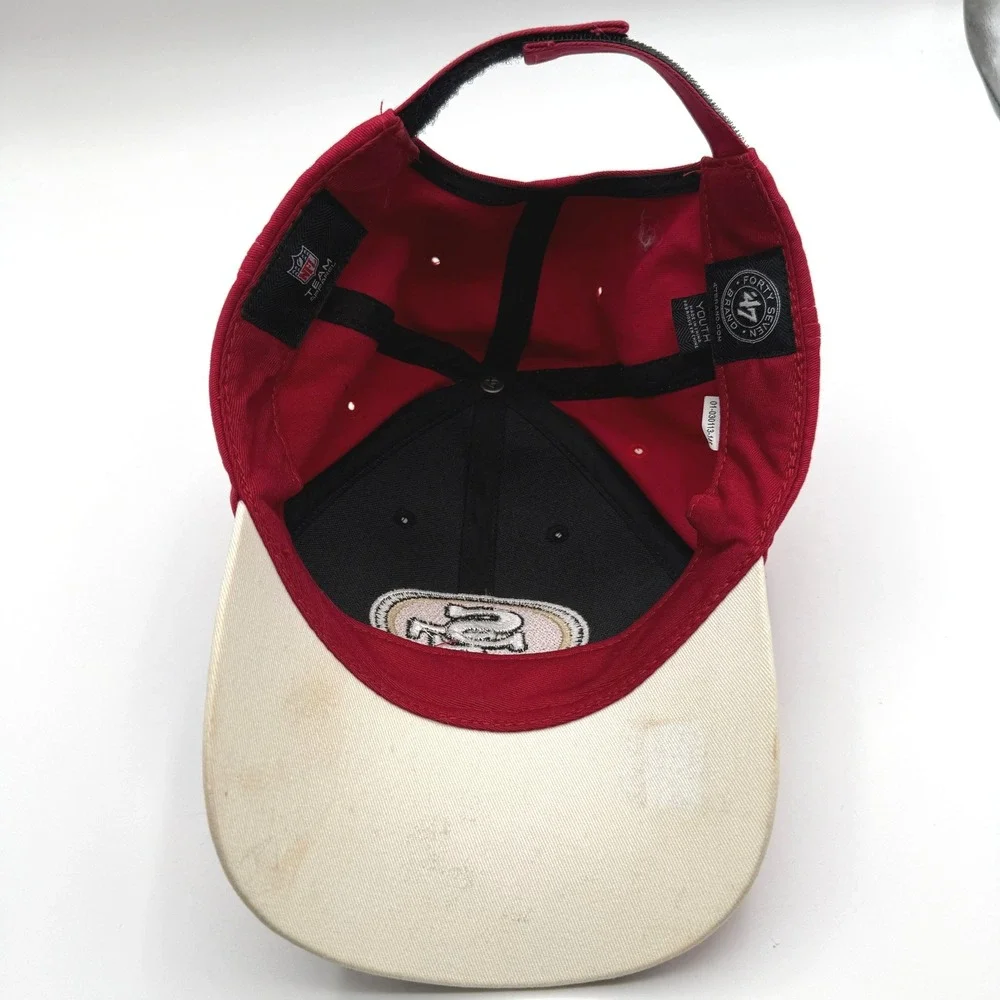 San Francisco 49ers Hat Baseball Cap Kids Youth Red Black Embroidered Sharktooth